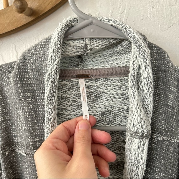 Free People In The Loop Open Front Textured Zip Sleeve Cardigan Medium - Picture 4 of 10